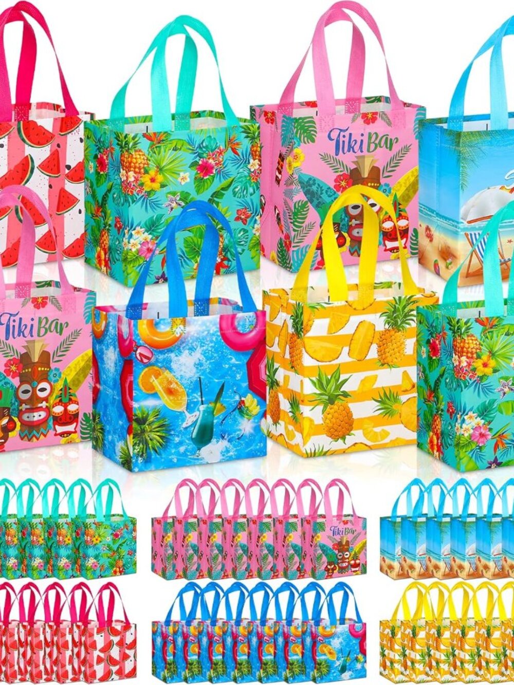 Hillban One Piece Random Design Party Favor Tote Bags in Summer Print Design